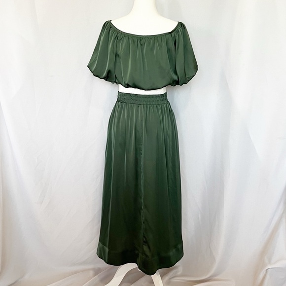 Satin Puff Sleeve Off The Shoulder Top+ Skirt Set S - Picture 4 of 8